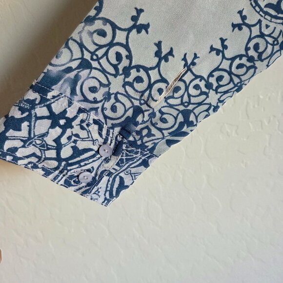 Johnny Was Biya Ubre Velvet Silk Tunic Top Blue Multicolor Sz Womens Small Boho - Picture 9 of 12